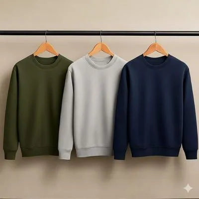 Bundle of 3 Decent Plain Sweatshirts for Men