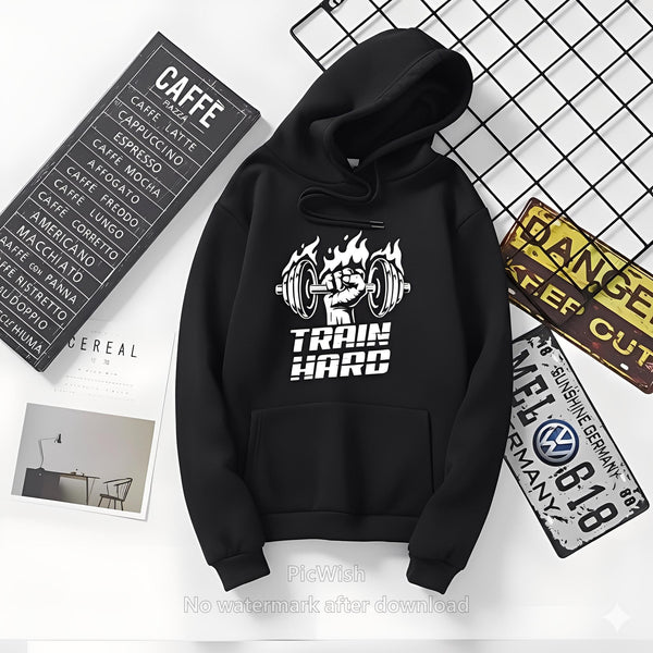 1 Pc Men's Stitched Fleece Printed Pullover Hoodie